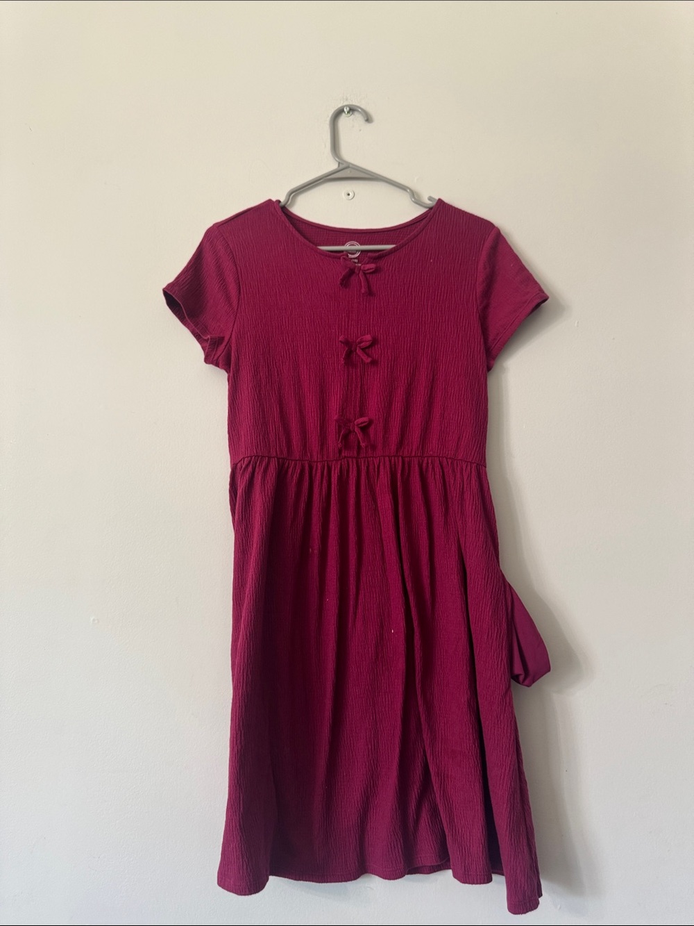 wonder nation Short Sleeve Bow-Front Dress - Raspberry